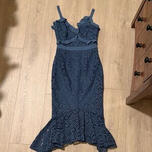 Elegant Blue Lace Dress